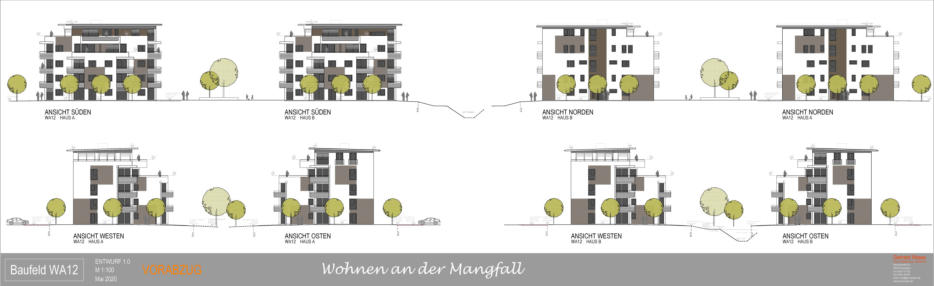 Neubau von Mehrfamilienwohnhäusern mit Tiefgaragen